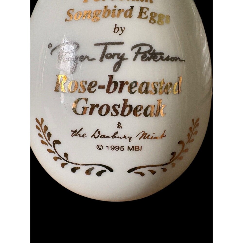 Danbury Mint Roger Tory Peterson Porcelain Songbird Egg Rose-Breasted Grosbeak - Picture 6 of 7